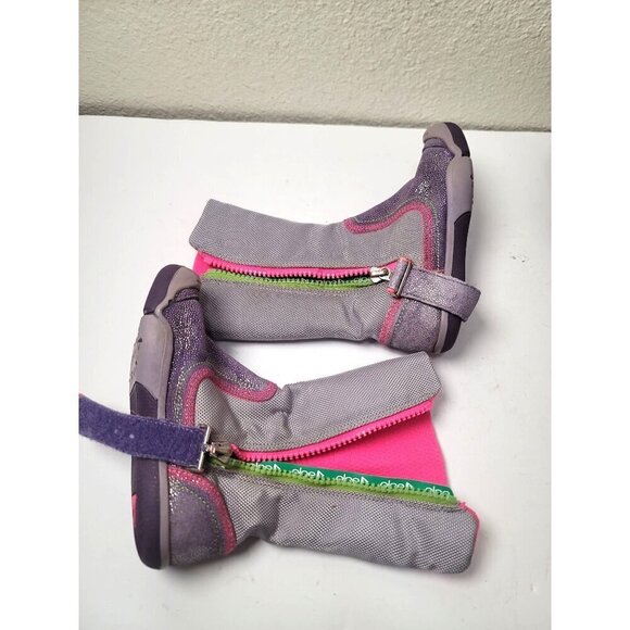 Plae Camille Girl Sparkle Purple & Pink Winter Boots & Closure Size 9 - Picture 7 of 12